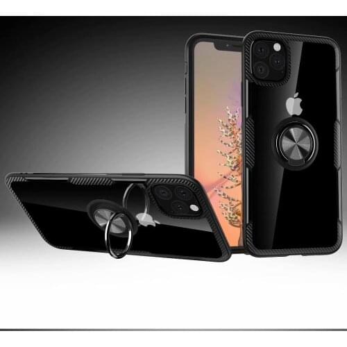 Transparent Non-slip 360 degrees metal Ring kickStand Grip Shock Absorbing case for iPhone 11 Pro /iPhone 11 /iPhone 11 Pro max