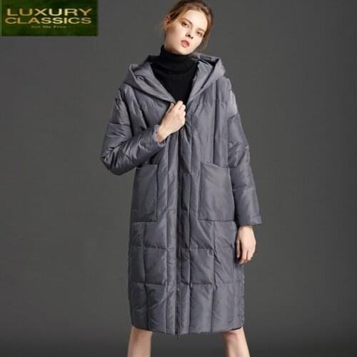 Down White Jackets Duck 2021 Winter Jacket Women Thick Hooded Coat Loose Clothes Long Ladies Coats Chaqueta Mujer LWL716