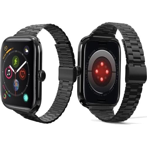 Suitable for Iwatch band SE/6/5/4/3/2/1 stainless steel band strap metal buckle three beads wristband Series38/40/42/44MM S