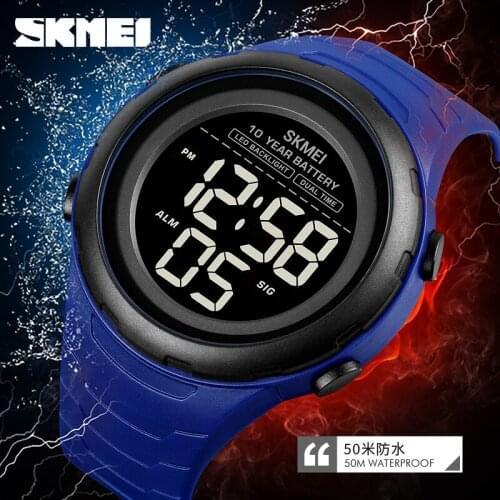 SKMEI Battery Durable Electronic Watch Student Timekeeping Luminous Alarm Clock Waterproof Army Green Blue Watch 1675