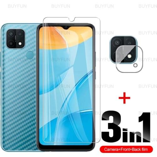 Lens Glass For Oppo A15 6.52'' Front Screen Protector Glass For Oppo A12 A91 A92s A5 A9 A53 2020 carbon Fiber Back Soft Film