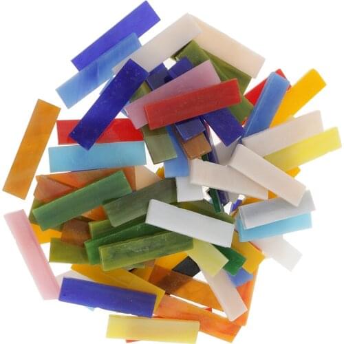 70Pcs Rectangle Shape Glass Mosaic Tiles for DIY Flower Pot Crafts 10x40mm