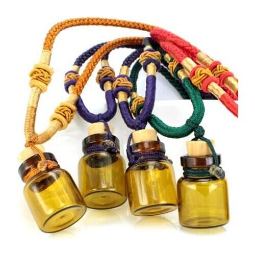 2ml Dark Brown Glass Perfume Bottle Fragrance Scented Vials Parfum Necklace Pendant Decoration 10pcs/lot DC657