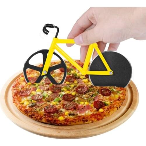 Bicycle Pizza Cutter Wheel Stainless Steel Plastic Bike Roller Pizza Chopper Slicer Kitchen Gadget Pizza Cutter Knives