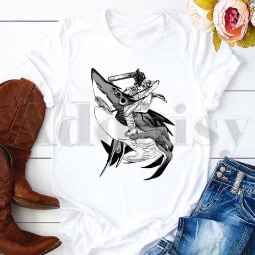 Pochita Makima Kawaii Graphic Chainsaw Man Manga Short Sleeve Female Tops Tees Harajuku VintageT Shirts Womens T-shirt