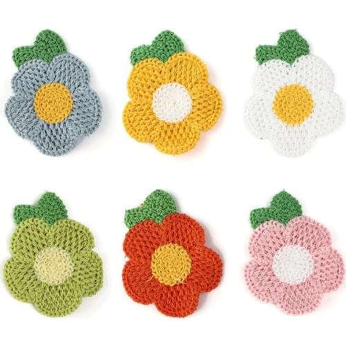 1 Pcs DIY Cute Patch Woolen Thread Embroidery Flower Handicraft Sewing Applique Clothes Hairpin Decoration