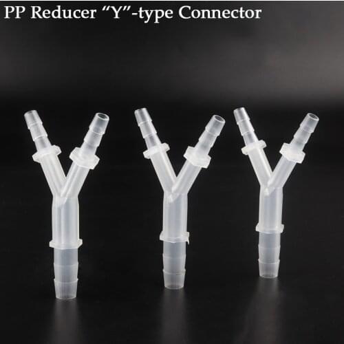 10Pcs 4~8mm to 6~12mm Y-Type Reducer Tee Connector PP Plastic Pagoda Joints Aquarium Fish Tank Fittings Air Pump Hose Connectors