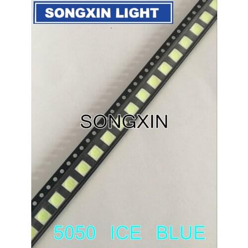 100PCS 5050 ice blue smd led Plcc-6 smd 5050 sky blue led ice blue water clear blue diode led 5.0*5.0mm chip-3
