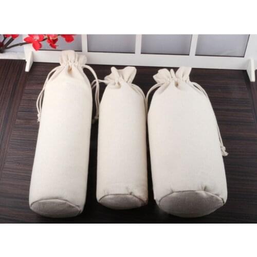 100pcs high quality cheap drawstring bags canvas jewelry bags wholesale custom 13*30cm wine bags for 750ml wine bottle storage
