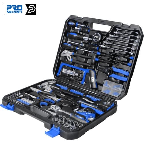 198Pcs Hand Tool Set DIY Home Repair Tool Kit Woodworking Tools Bag Car Repair Tool Set Wrench Saw Screwdriver By PROSTORMER