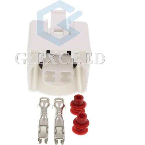 2 Sets 2 Pin White Electrical Connector Waterproof Automotive Wiring Harness Female Plug