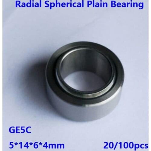 20/100pcs GE5C GE5UK 5mm Radial Shaft Spherical Plain Bearing with Self-Lubrication