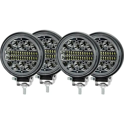 4PCS Car Work Light 9-30V 102W LED Round Spotlight Car Headlight for SUV ATV Off-Road Super Bright Driving Lights
