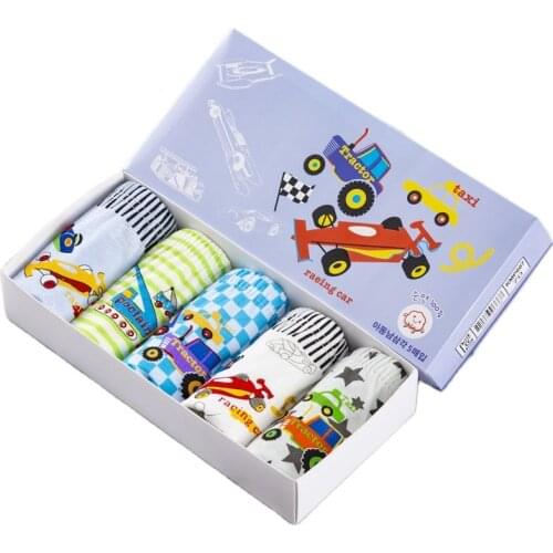 5 Pcs/Lot Boys Underwear Cotton Soft Kids Panties Briefs Racing Car Cartoon Children Underpants Boys Triangle Panty Kids Briefs