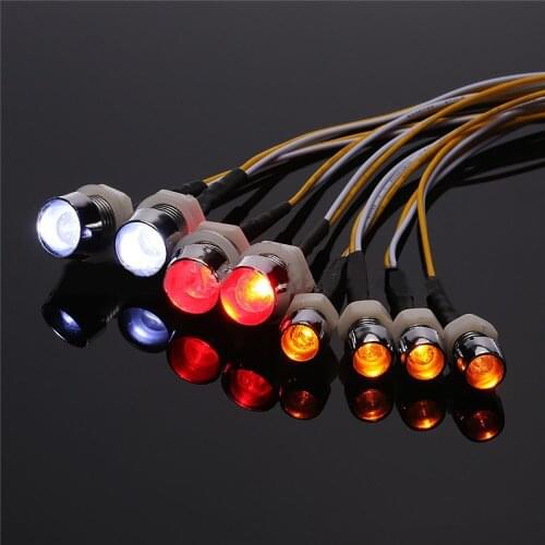 8PCS LED Light Kit for 1/10 1/8 Traxxas HSP Redcat RC4WD Tamiya Axial SCX10 D90 HPI RC Car LED Lamp 2 White 2 Red 4 Yellow