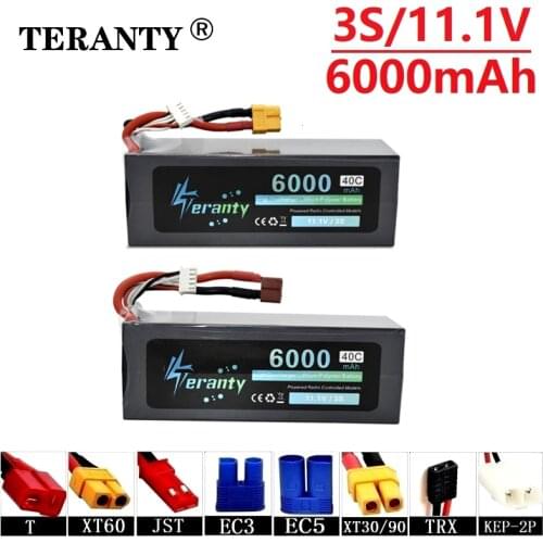 11.1v 6000maH 40C Rechargeable Batterry For RC Car Boat Drones Quodcopter Spare Parts 3s 6000mah 11.1v LIPO Battery T/XT60/JST