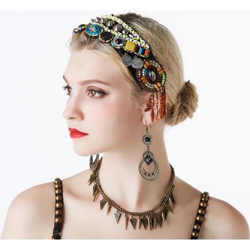 American Tribal Style Belly Dance Accessories Gypsy Vintage Headbands Women Headpieces Dance Headbands Beads