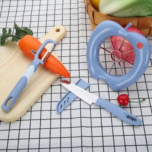Fruit Knife Peel Three-piece Set Vegetable Peeler Grater Apple Slicer Cutter Watermelon Onion Chopper Cute Kitchen Accessories
