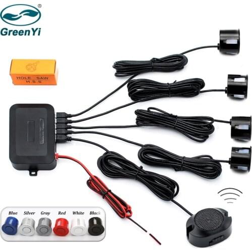 GreenYi 4 Sensors Buzzer Alert 22mm Car Parking Sensor Kit Reverse Backup Radar Detector Assistance System DC 12V 6 Colors
