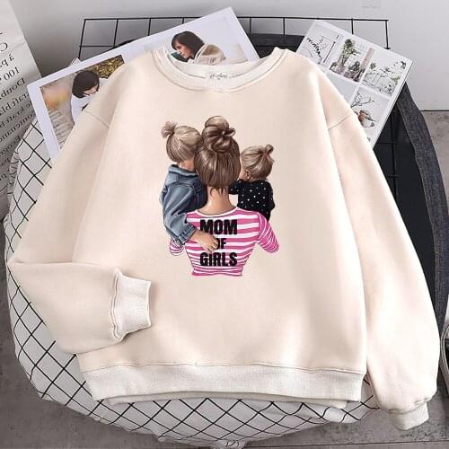 Mom OF Girls Printing Female Hoodies Autumn Fashion Big Size Hooded New Street fur-liner Sweatshirts Hipster S-XXL Hoody Woman
