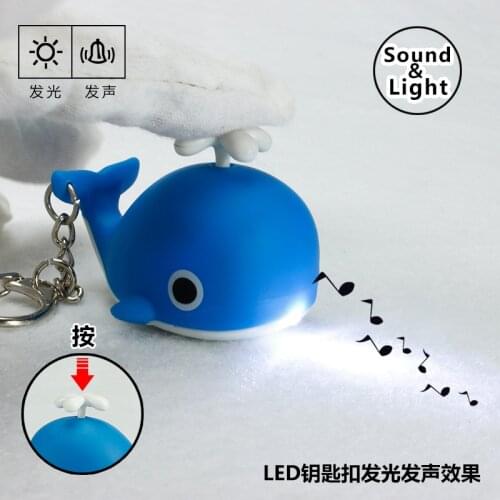 Cute Sea Whale Sounds Light keychain Cartoon Animal Creative Key chain For Small Gift