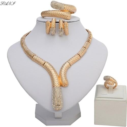 Fani Fashion African Beads Jewelry Set Wholesale Exquisite Dubai Gold-colorful Jewelry Set Brand Nigerian Wedding Bridal Bijoux
