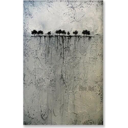 Abstract Art Heavy Textured Gray Color Oil Painting Design Artwork 100% Hand-painted Unframed Wall Picture Panel Set For Room