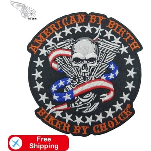 American by Birth Motorcycle Morale Iron on Patch for Clothing Appliqued Biker Jacket Cloth T-shirt Accessories DIY Customized