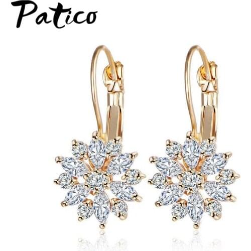 New Arrivals 925 Sterling Silver Drop Earrings Brand Crystal Flower CZ Cubic Zirconia Brinco Ear Bijoux Oorbellen Gift
