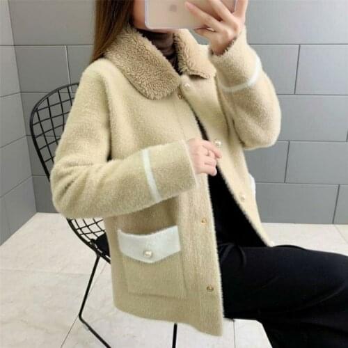 Autumn and winter mink fleece cardigan 2021 western style new womens loose western style knitted jacket blouse
