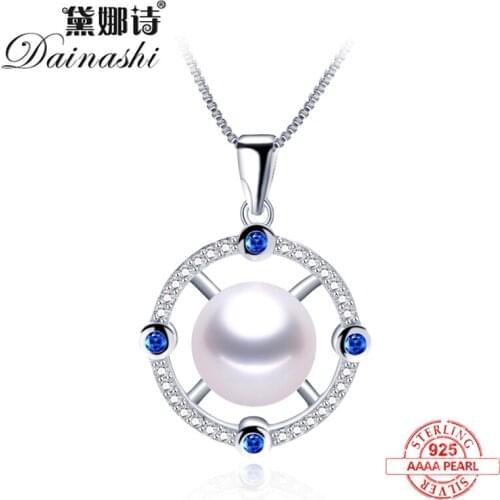 Natural Freshwater Pearl Necklace 2020New Pendant Fashion Bright Blue Zircon Silver 925 Jewelry Creative Festiva Gift For Women