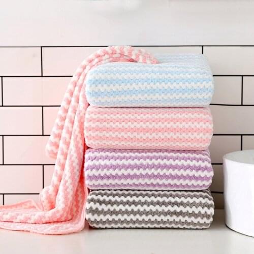Striped Thick Coral Fleece Towels Soft Absorbent Family Bathroom Hotel Adult Children Hand Face Towel Toallas Microfiber Towel