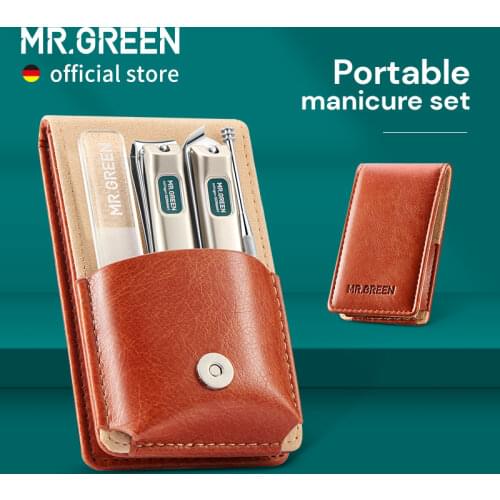 MR.GREEN Portable Manicure Set Pedicure kit Stainless Steel Nail Clippers Tool Travel Grooming Case Gift Box Nail Scissors set