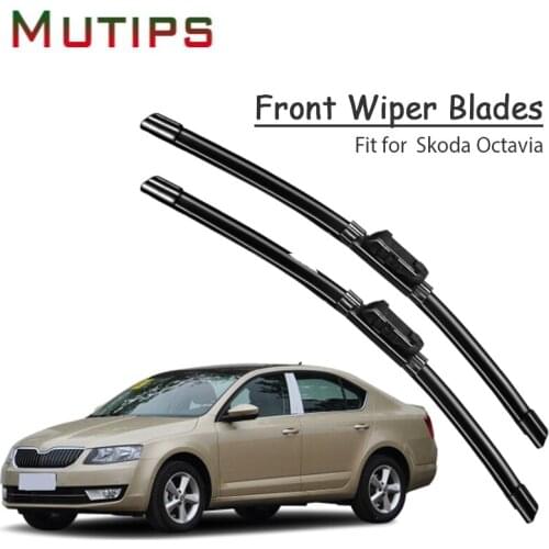 1Set Rubber Car Front Wiper Blade Kit For Skoda Octavia A5 A7 MK2 MK3 2017-2004 Original Replace Insert Strip Auto Accessories