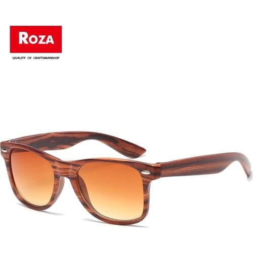 Roza Sunglasses For Men Wood Printing Rivet Gradient lens Classic Square Frame Unisex Vintage Gafas De Sol UV400 RZ0683