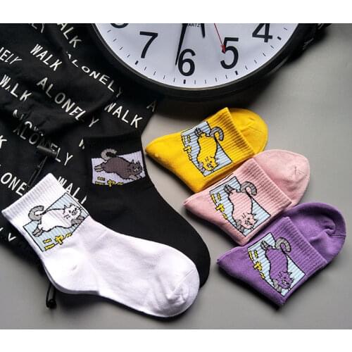 Japan Harajuku women cute cartoon Animal cat cotton socks handsome men funny novelty creative unisex socks