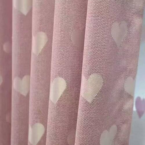 Cotton and Linen Jacquard Shade Cloth Simple Pastoral Style Curtains for Bedroom Living Room Kids Curtains Love Curtain