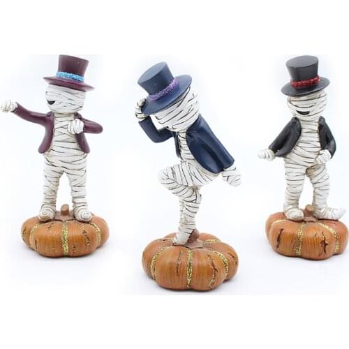 Halloween Trick Or Treat Figurine Dancing On The Pumpkin Festival Ornaments Gift Tabletop Decorations Resin New Mummy Statue Set