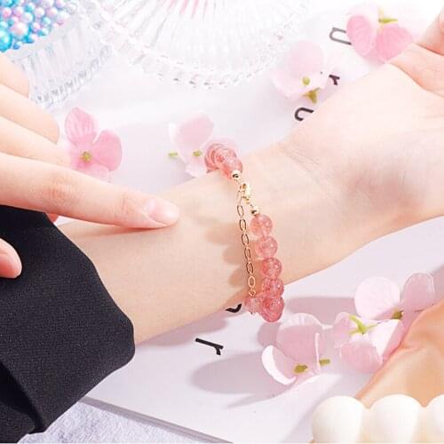 Strawberry Srystal Women Bracelets On Hand Chain Bangles Jewelry Aesthetic Fashion Female Popular Now New 2021 Vintage Classic