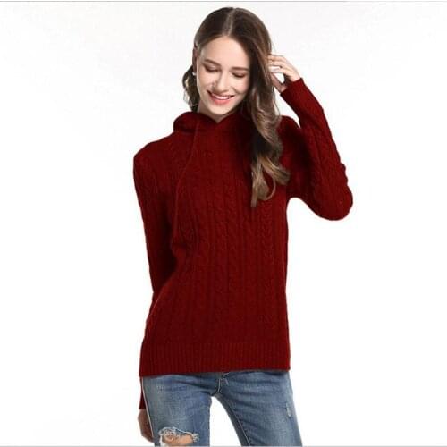 New Style Autumn Winter Women Thicken Knitted Sweater Pullovers Female Hooded Long Sleeve Warm Sweater Women Mujer 2018Top Q557