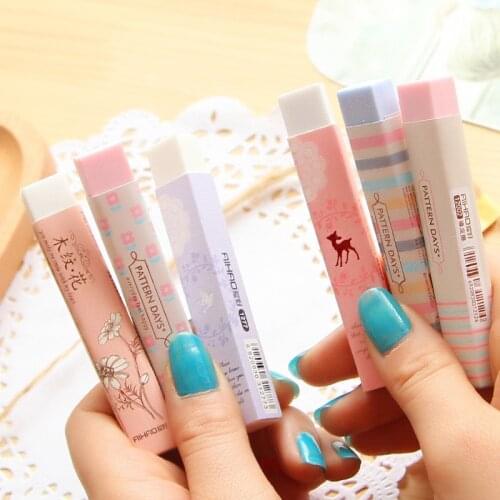 1PCS New Kawaii Creative Stationery Supplies Cartoon Pencil Erasers for Office School Kids Prize Writing Drawing Student Gift