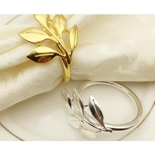 10pcs Hotel supplies metal leaf napkin buckle gold napkin ring maple leaf napkin ring meal towel ring