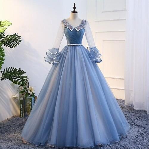 100%real masquerade light blue embroidery court medieval dress renaissance Gown queen Victorian /Marie/ Belle Ball/ball gown