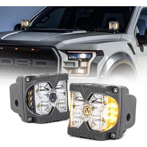 3'' 40W Led Work Lights White & Amber Strobe Car Light Bar Flashing Waterproof Side Shooter Work Light Pods For UTV ATV Truck
