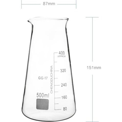500ml Conical Three-corner Beaker Chemistry Laboratory Borosilicate Triangle Transparent Glass Beaker with spout FREE SHIP
