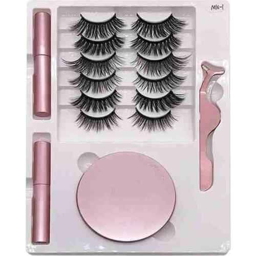 8 Pairs Hybrid Lnvisible Magnet False Eyelashes Set Double Bottle Magnetic 2 liquid Eyeliner Factory Wholesale Suit Reusable Kit
