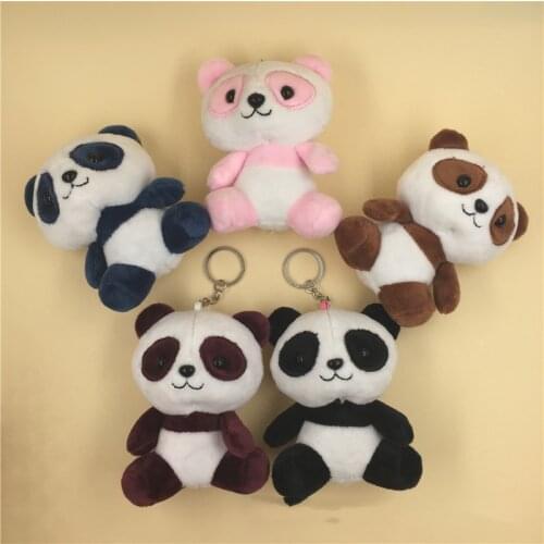 Mini 4Colors Panda Keychain Plush Toys 10CM Approx Bag Mobile Phone Pendant Plush Stuffed Doll Toy Stuffed Animals Toy Gift Kids