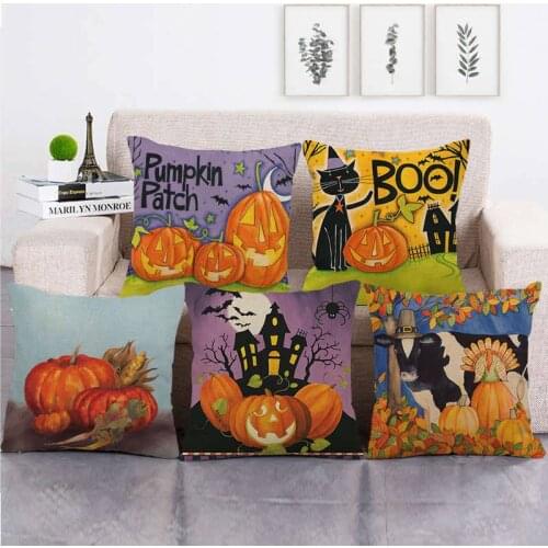 Halloween Fall Pumpkin Throw Pillow Cover Trick or Treat Sofa Couch Cushion Case Interesting Home Festive Decor