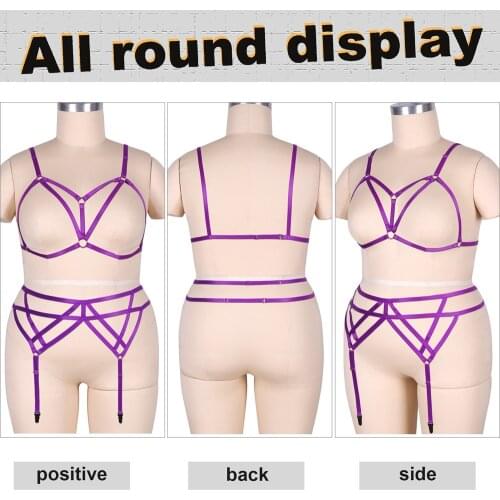 Cheap Plus Size Full Body Elastic Bondage Erotic Lingerie Sets Harness For Women Cage Hollow Bra Goth Punk Carnival Garters Belt