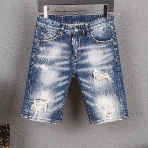 European and American fashion and personality of 2021 mens trousers Dsquare pieces depicting the manhole d2 jeans shorts in the
